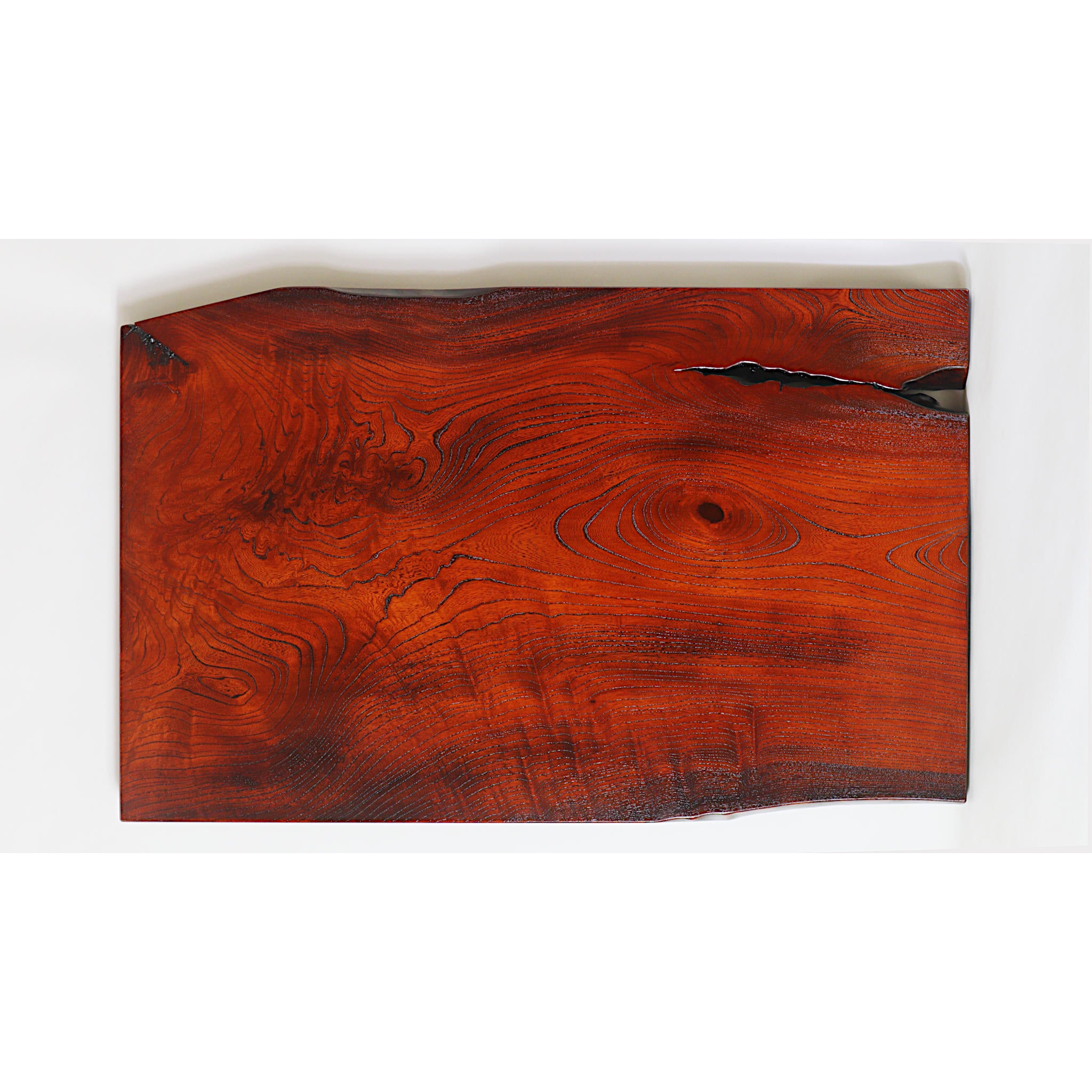 岩手県産ケヤキ材のミニテーブル（110cm、摺り漆仕上げ）